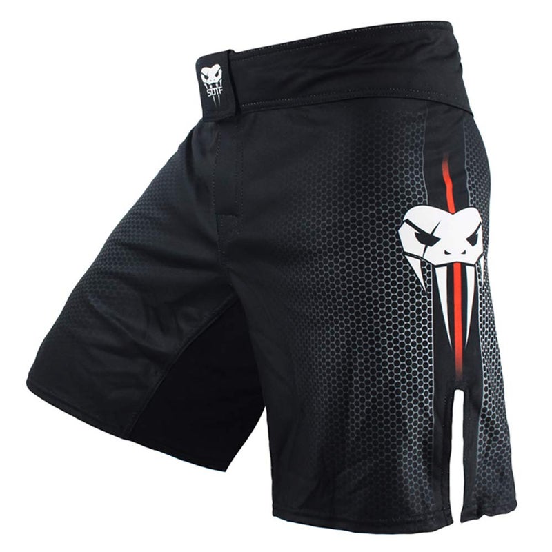 SOTF Boxing Shorts for Men Training Fight Shorts Men MMA BJJ Shorts with Pocket Black Red XS Waist 30-30.3 inch - Image 1